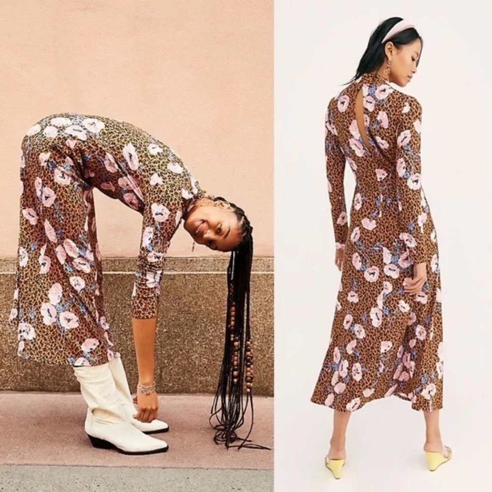 Free People Women's Retro Romance Dress in Camel Combo